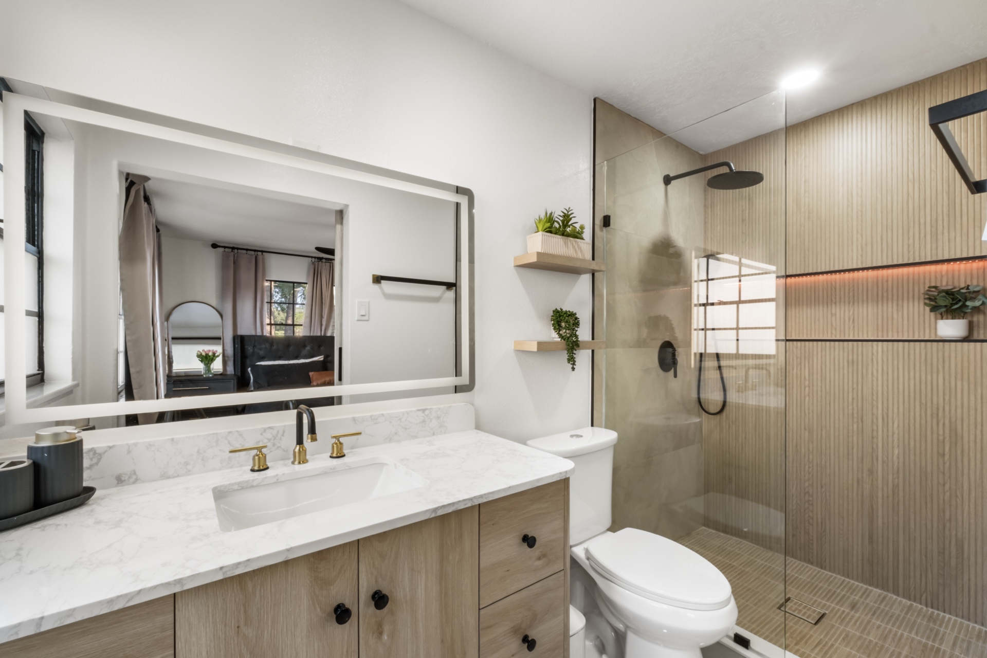 Master Bath — LED Shower & Smart Mirror