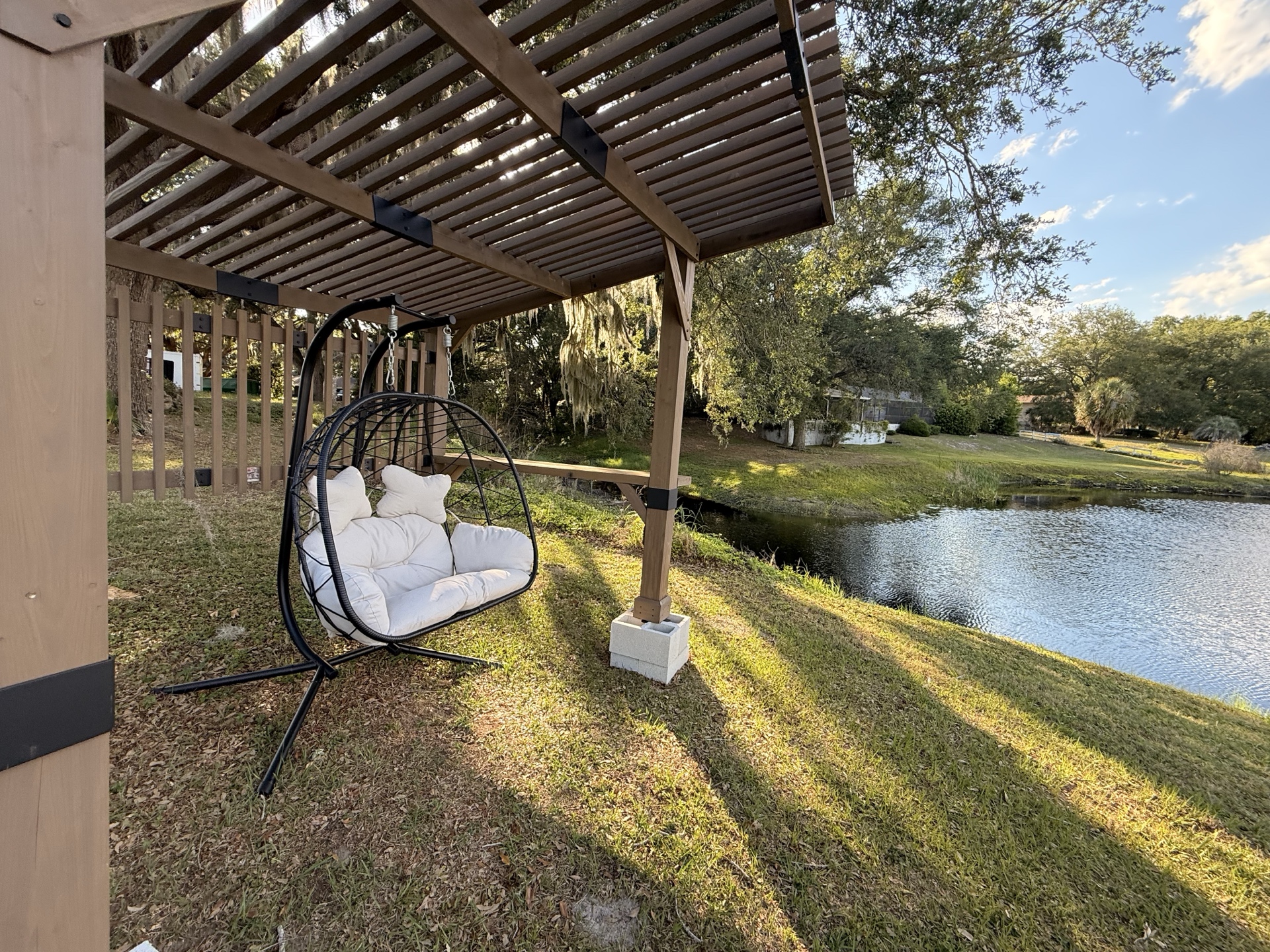 Pergola with Swing — Water View