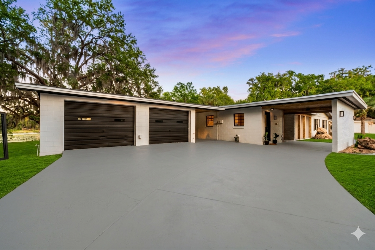 Oversized 2-Car Garage + U-Shaped Driveway