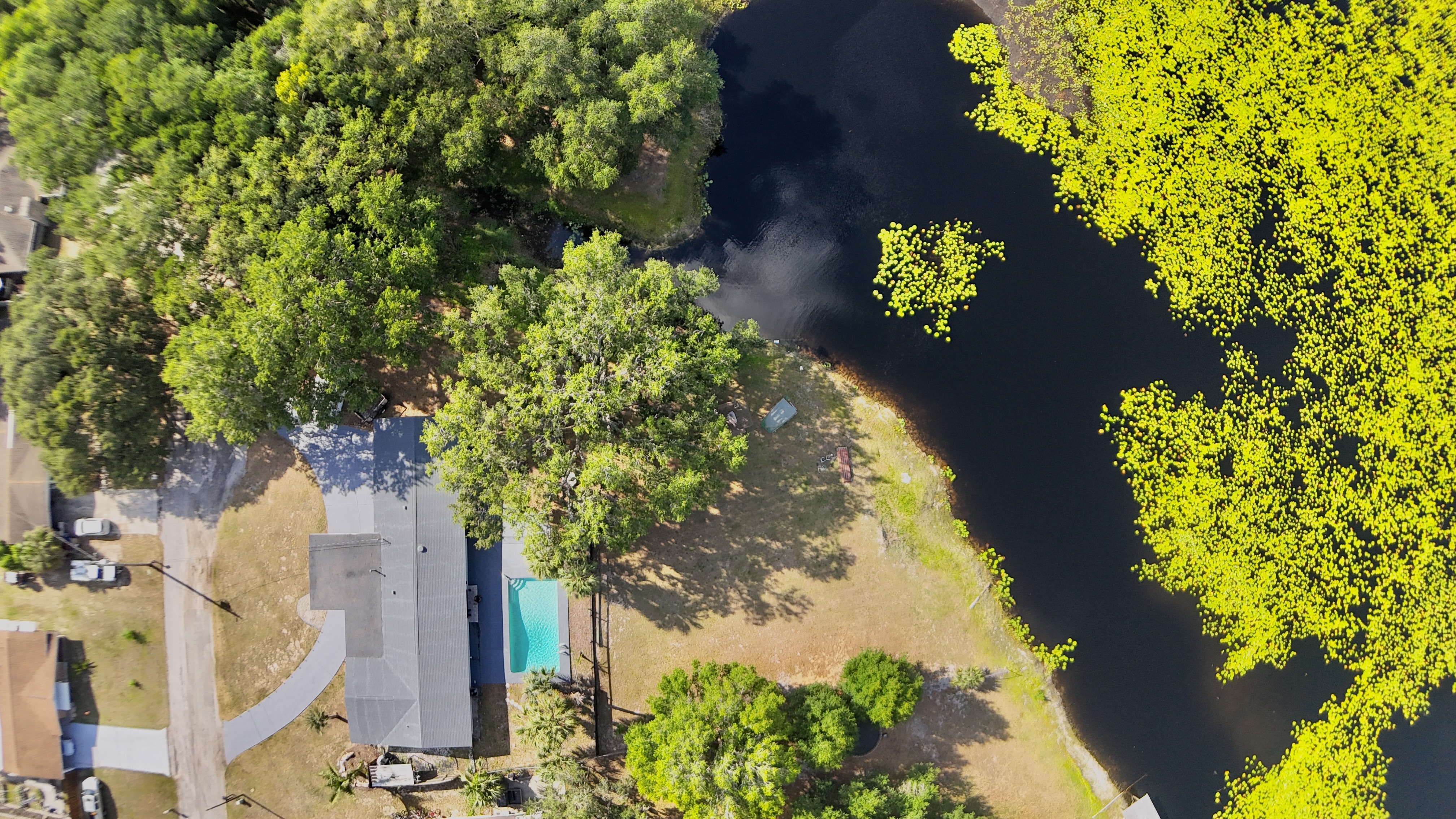 Aerial Close — Pool & Waterfront
