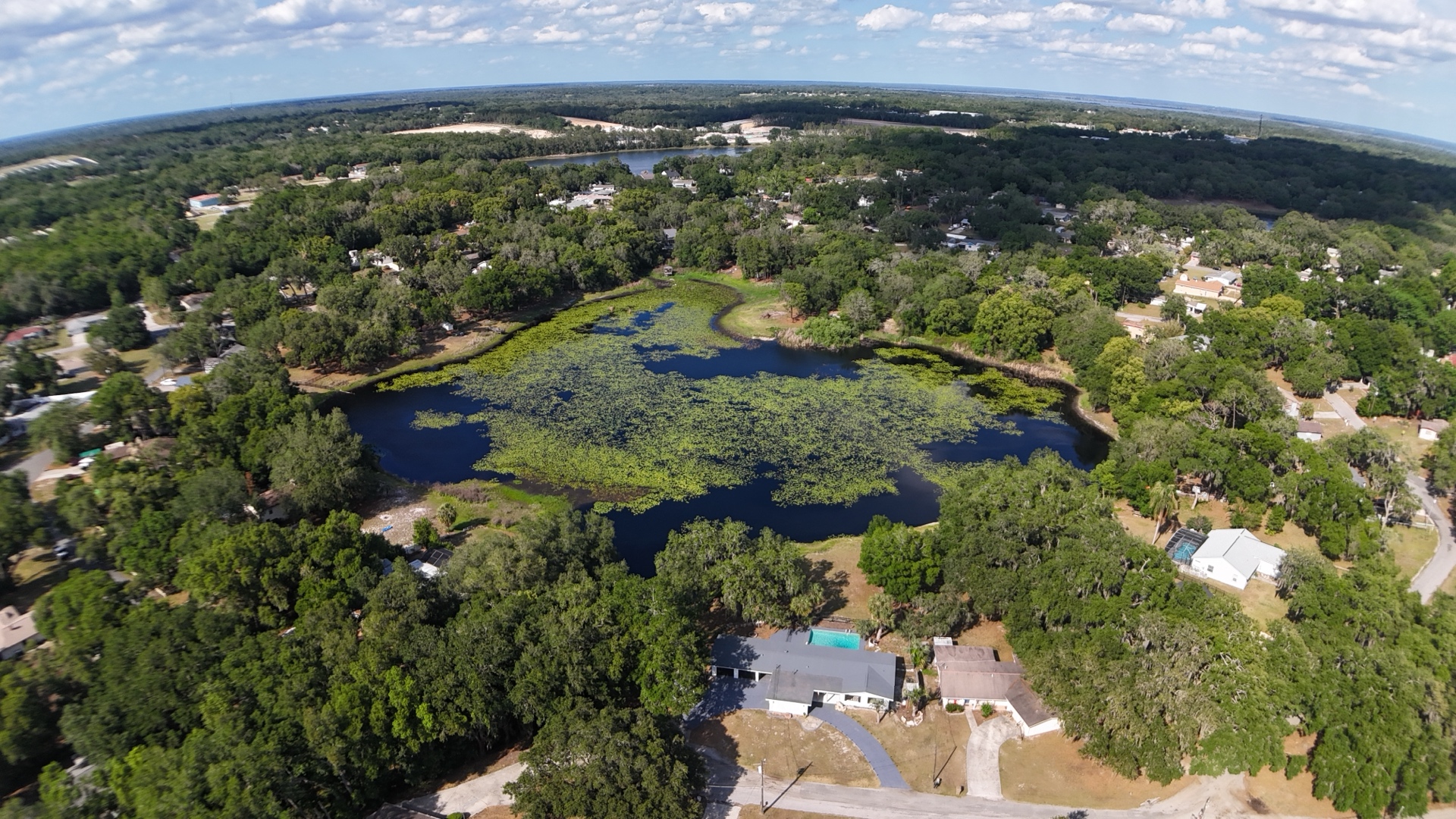 Aerial — Cul-de-sac & Water Panorama